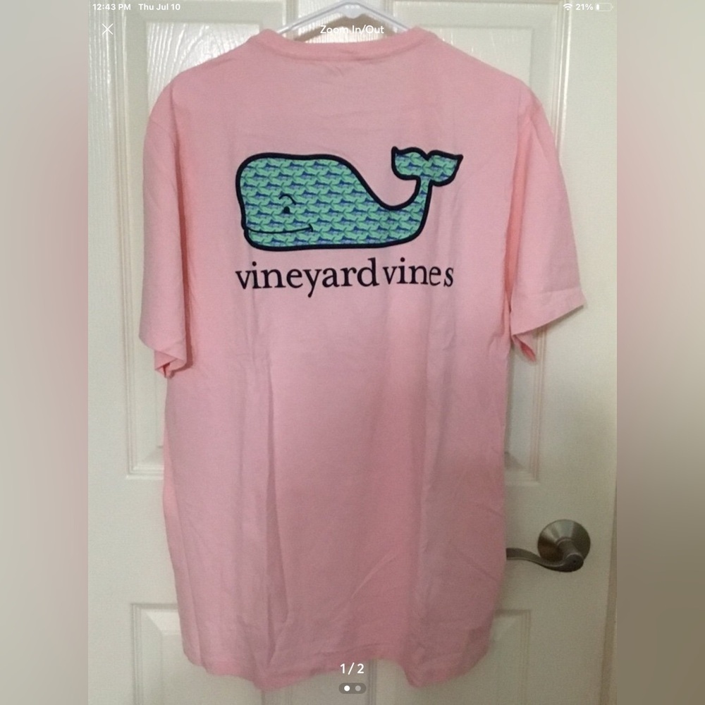 Vineyard Vines Marlin Wave Whale Flamingo Short Sleeve Tee Size Large